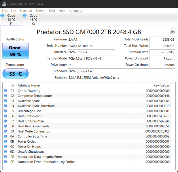 Đánh giá SSD Acer Predator GM7000 Gen4 NVMe