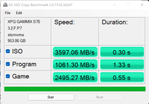 Đánh giá SSD XPG GAMMIX S70 Blade NVMe M.2  – 7GB/s , nhiệt độ thấp , với Laptop thế hệ 11th