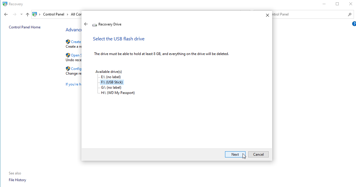 Làm thế nào để phục hồi Windows 10 bằng ổ đĩa khôi phục