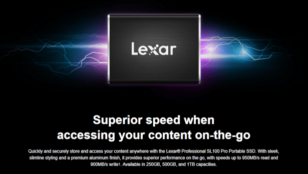 Lexar thông báo SSD di động Professional SL100 Pro 1TB - nhanh nhất thế giới với USB 3.1 Type-C