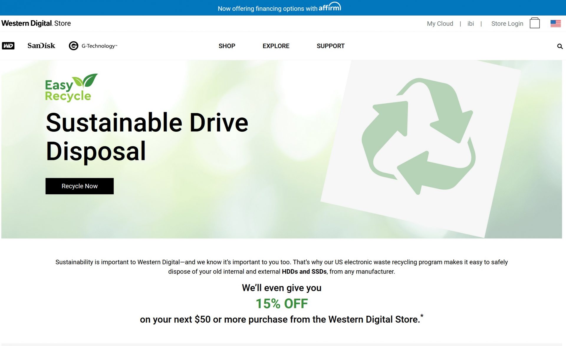 Western Digital Tái chế ổ cứng, giảm 15% đơn mua cho khách hàng!